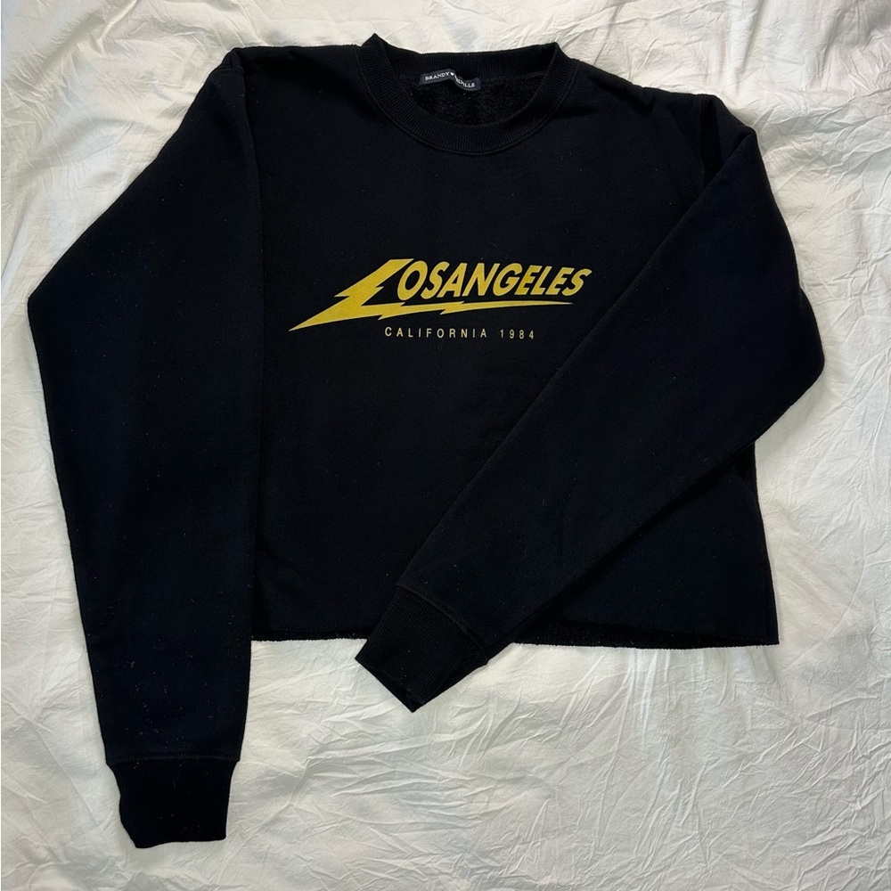 Cropped Black Los Angeles Brandy Melville Sweatshirt